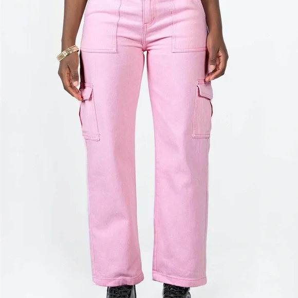 Pink Wide Leg Cargo Jeans - Picture 3 of 6